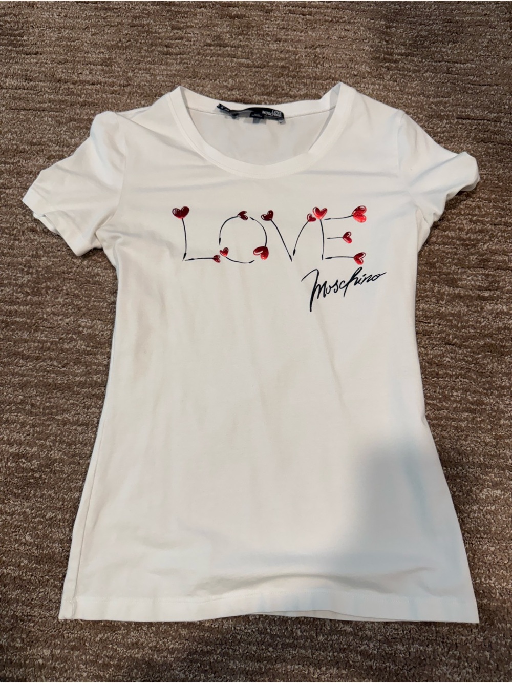 Moschino White "LOVE" Heart Graphic Tee